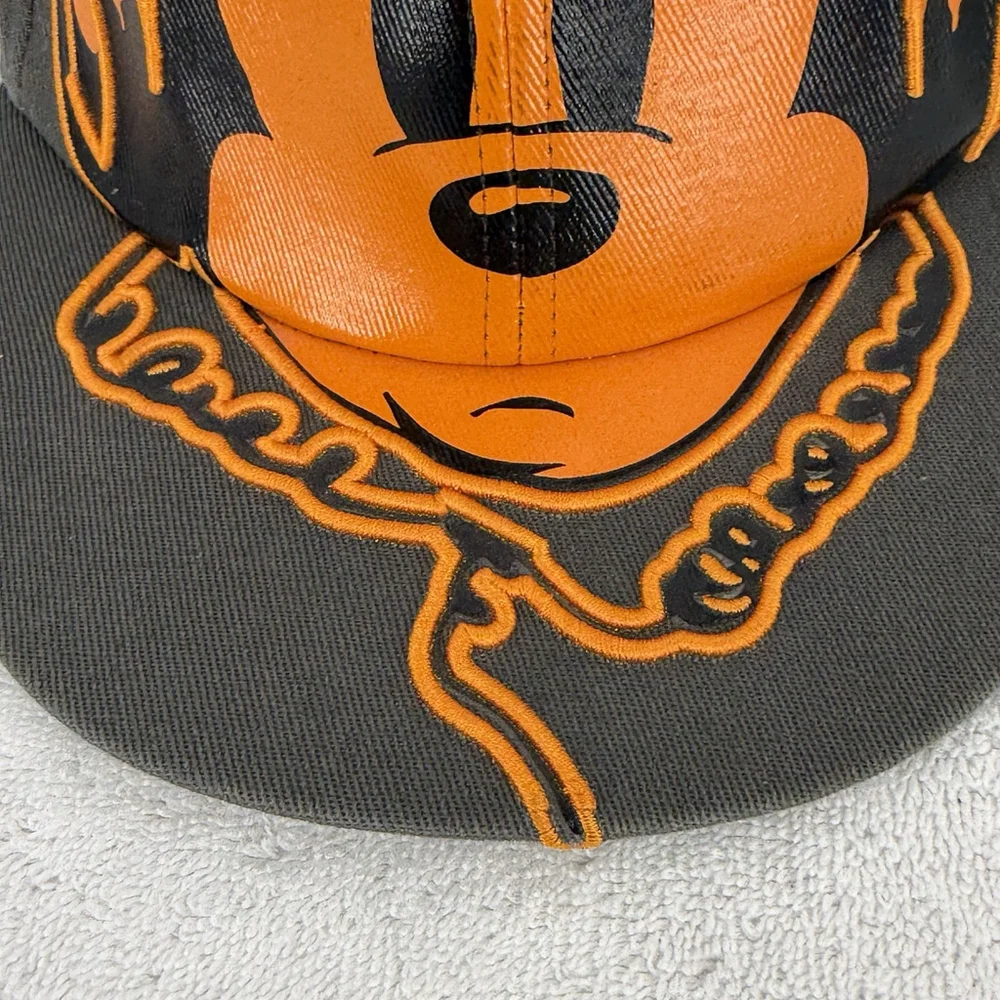 Disney Parks Gray Orange DJ Mickey Headphones Flat Bill FlexFit Baseball Cap Hat